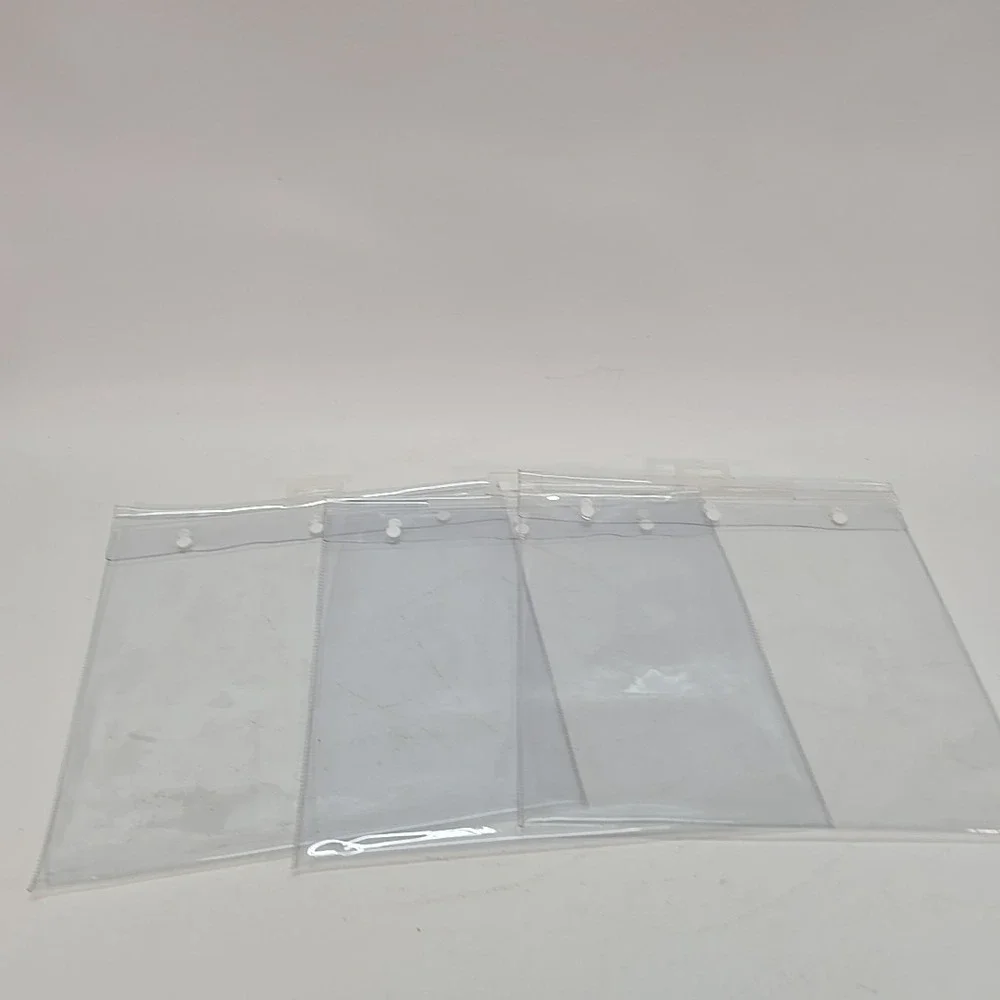 3 PCS. CLEAR PLASTIC STORAGE BAGS SNAP CLOSURE HANGING TAB 13